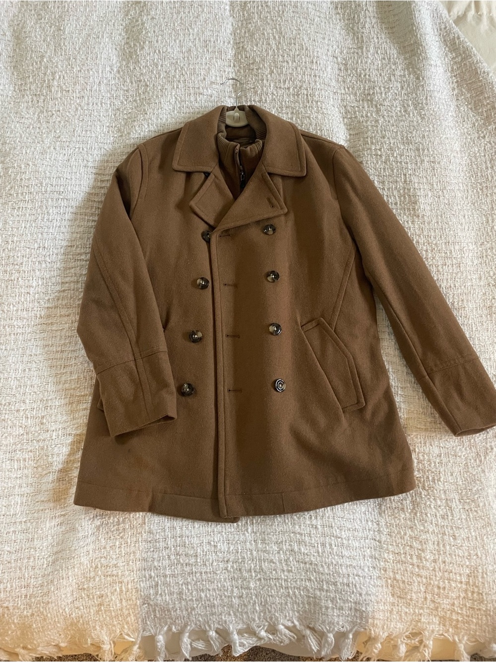 Double-Breasted Signature Peacoat with Detachable Bib